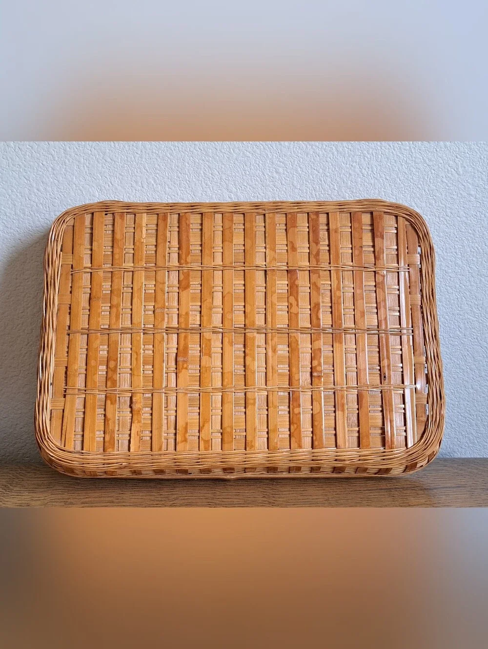 Wicker Bamboo Rectangular Tray  15x10